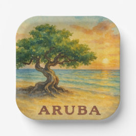 Prato De Papel Praia da Águia Aruba Divi Tree Golden Hour