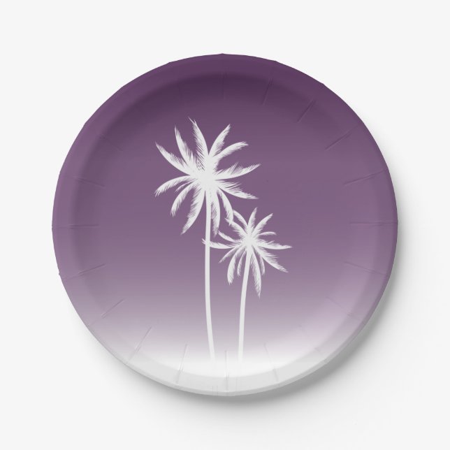 Prato De Papel Praia de Palmeiras de Ombré Roxo (Frente)
