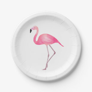 Prato De Papel Praia de Verão de Casamento de Flamingo Rosa Trop