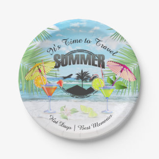 Prato De Papel Praia Tropical, Férias de Verão | Personalizado
