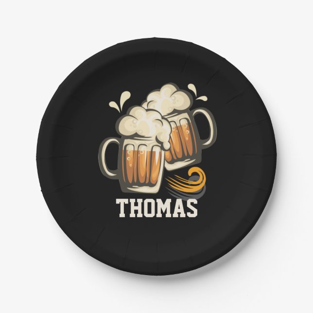 Prato De Papel Prateleiras de papel para cervejas, 7" - Aniversár (Frente)