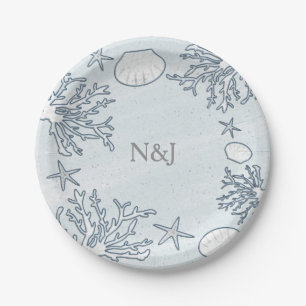 Prato De Papel Prateleiras de recifes de coral de praia e canetas