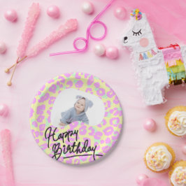 Prato De Papel Prática de Pastel Leopard, personalizada, feliz an