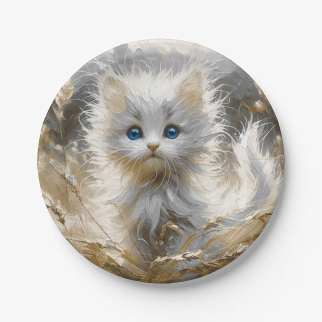 Prato De Papel Precioso White Kitten (Frente)