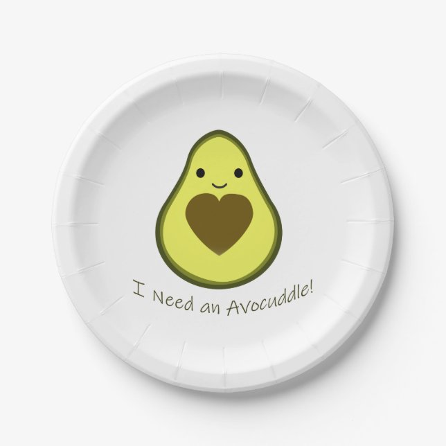 Prato De Papel Preciso de um Avocuddle Cute Kawaii Avocado (Frente)