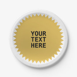 Prato De Papel Prêmio Dourado de focas com qualquer palavra