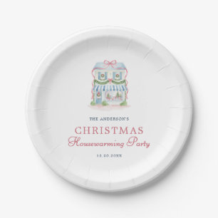 Prato De Papel Preppy Aquarela Casa Feliz Natal
