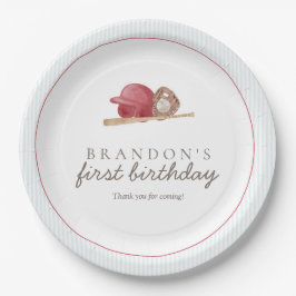 Prato De Papel Preppy Baseball First Birthday Elegant Party