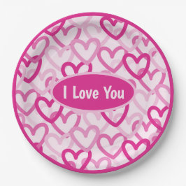 Prato De Papel Preppy Hearts Pink