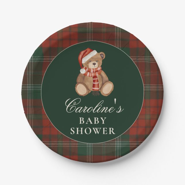 Prato De Papel Preppy Polo Bear Baby Shower Paper Plates (Frente)