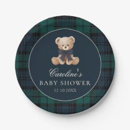 Prato De Papel Preppy Teddy Bear Baby Shower Paper Plates