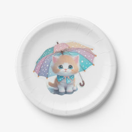 Prato De Papel presente de ilustração de gato kawaii bonito