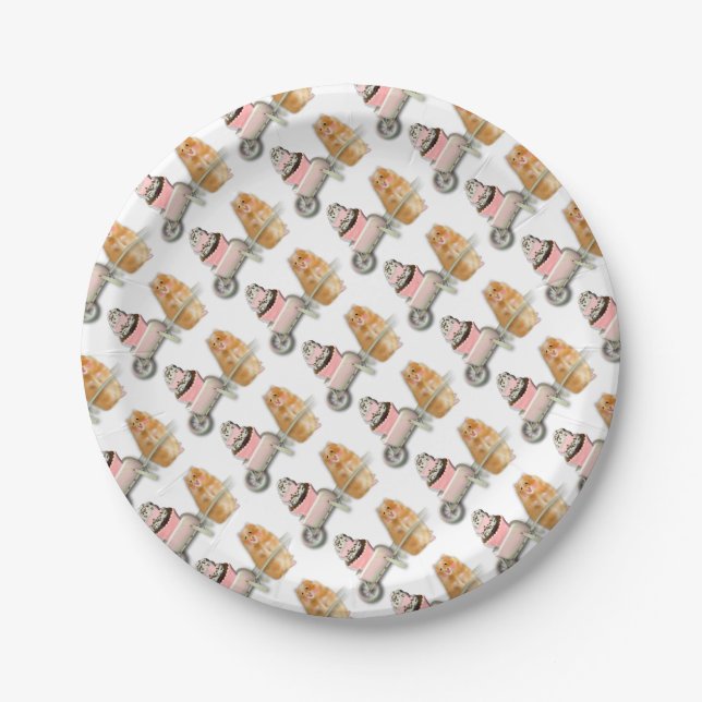Prato De Papel Presente de ilustração de hamster fofo com muffin (Frente)