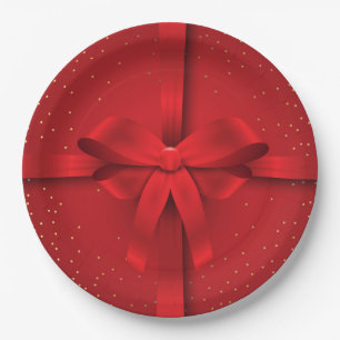 Prato De Papel Presente de Natal do Grande Arco Vermelho