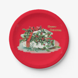 Prato De Papel Presente de Natal e Festa Holly