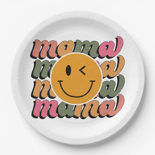 Prato De Papel Presente do Dia das Mães | Feliz Mamãe (Frente)