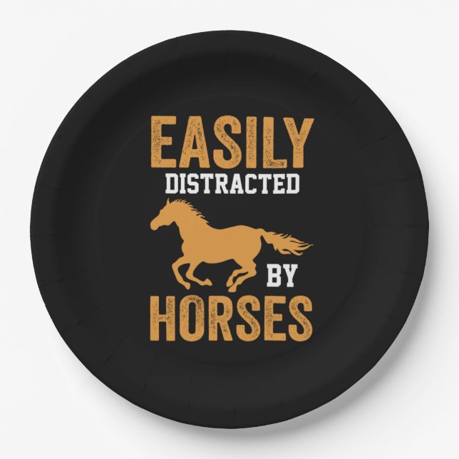 Prato De Papel Presente Equestre | Facilmente Distraído Pela Eque (Frente)