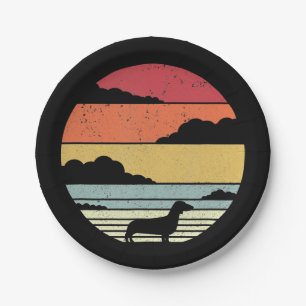 Prato De Papel Presente no cão Vintage Dachshund Style Idea Gif