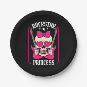 Prato De Papel Presente Xmas Rockstar Princess Skull