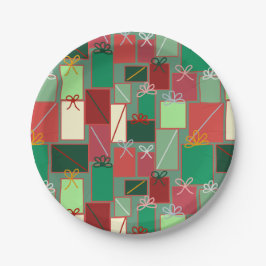 Prato De Papel Presentes de Natal com fitas e Arcos