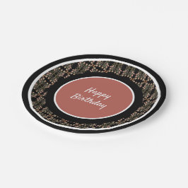 Prato De Papel Preto com rosa rosado