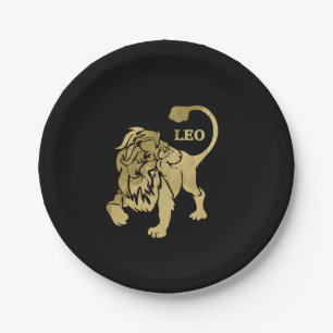 Prato De Papel Preto do zodíaco do leão de Leo