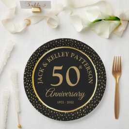 Prato de Papel Preto & Dourado 50º Aniversário
