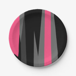 Prato De Papel Preto e Cinza rosa