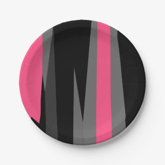 Prato De Papel Preto e Cinza rosa