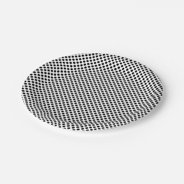 Prato De Papel Preto em Bolinhas brancas de tamanho pequeno (Inclinado)