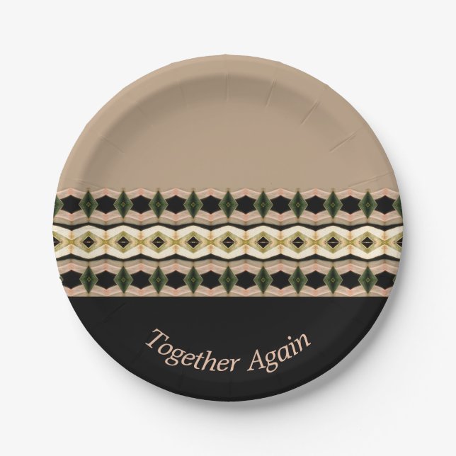 Prato De Papel Preto rosa e tons de verde (Frente)