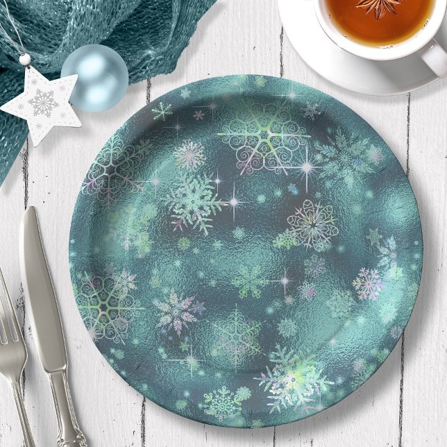 Prato De Papel Prettiest Snowflakes, Teal ID846 (Criador carregado)
