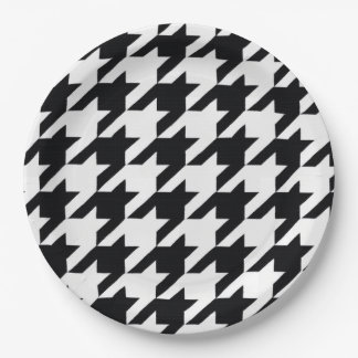 Prato De Papel Pretty Black White Houndstooth
