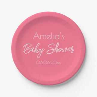 Prato De Papel Pretty Pink Baby Shower Personalized