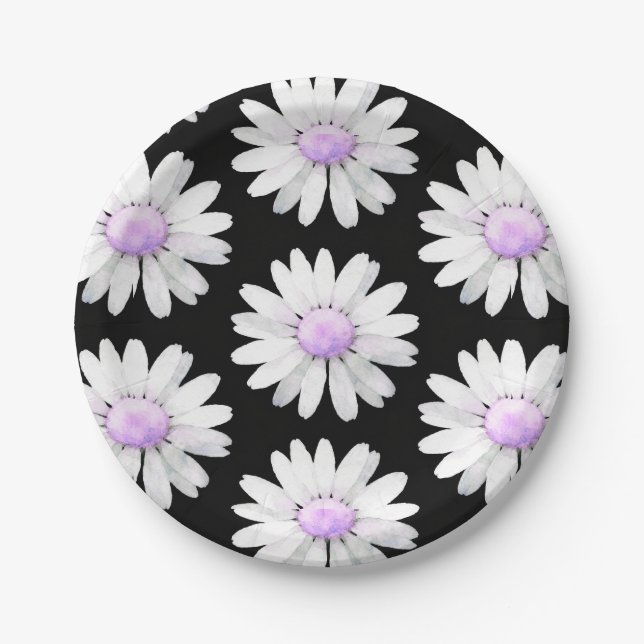Prato De Papel Pretty Purple Dotted Daisy's (Frente)