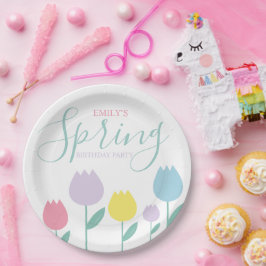 Prato De Papel Pretty Spring Tulips Pastel Floral Birthday Party