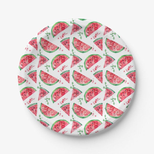 Prato De Papel Pretty Watercolor Watermelon (Frente)
