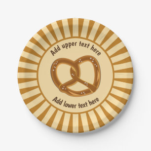 Prato De Papel Pretzel torcido do solteiro no Sunburst - texto cu