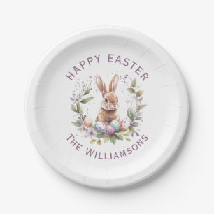 Prato De Papel Primavera Bunny Easter Egs Wreath Personalizado