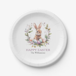 Prato De Papel Primavera Bunny Easter Egs Wreath Personalizado