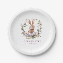 Prato De Papel Primavera Bunny Easter Egs Wreath Personalizado