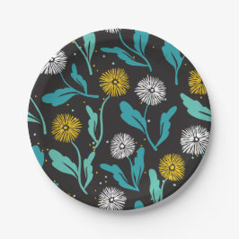 Prato De Papel Primavera Dandelion Flores e Folhas Design