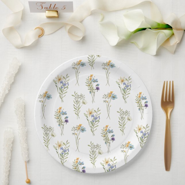 Prato De Papel Primavera de Flor Chá de fraldas (Casamento)