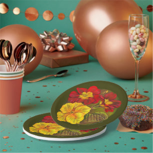 Prato De Papel Primavera de pintura de arte verde-amarela