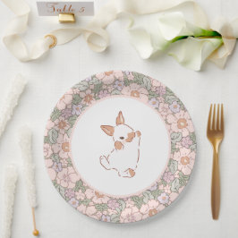 Prato De Papel Primavera Floral Bunny Páscoa Themed