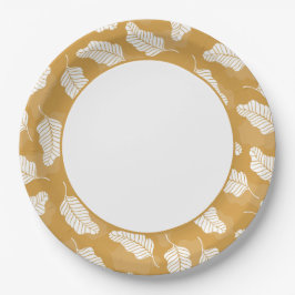 Prato De Papel Primavera | Folhas ouros E Brancas