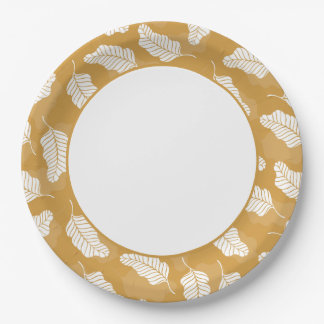 Prato De Papel Primavera | Folhas ouros E Brancas