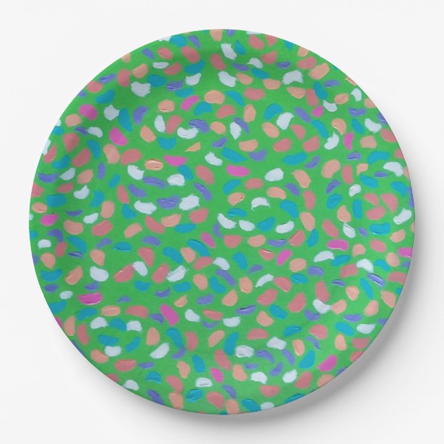 Prato De Papel Primavera Greens Painterly Art (Frente)