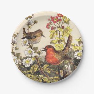Prato De Papel Primavera Robin Birds Red Birds
