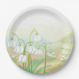 Prato De Papel Primavera Snowflake, Leucojum vernum Ilustração